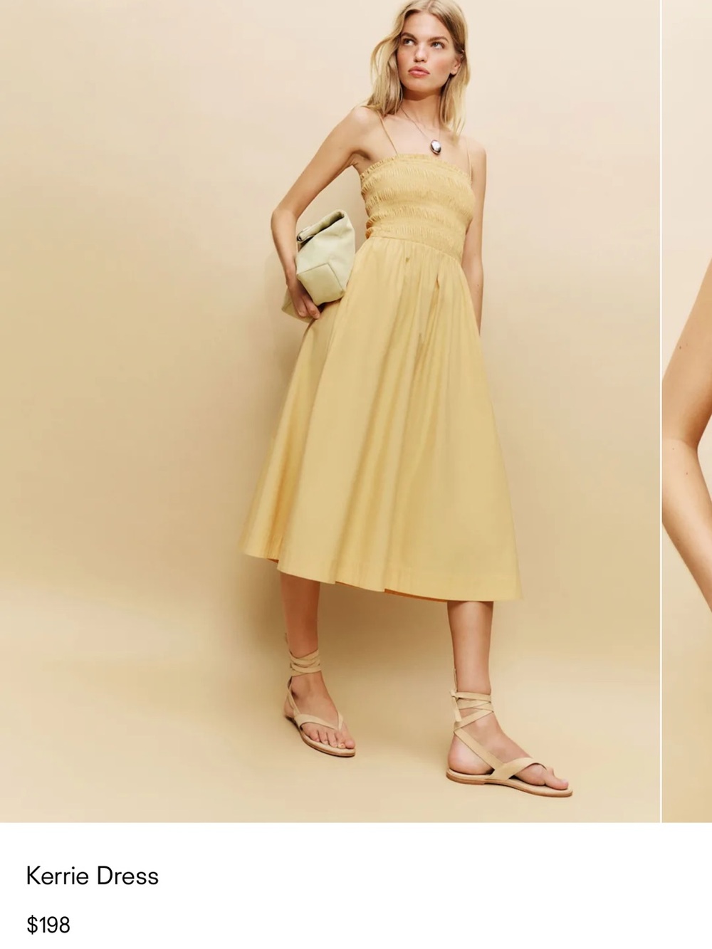 Reformation Kerrie Midi Dress in Light Yellow